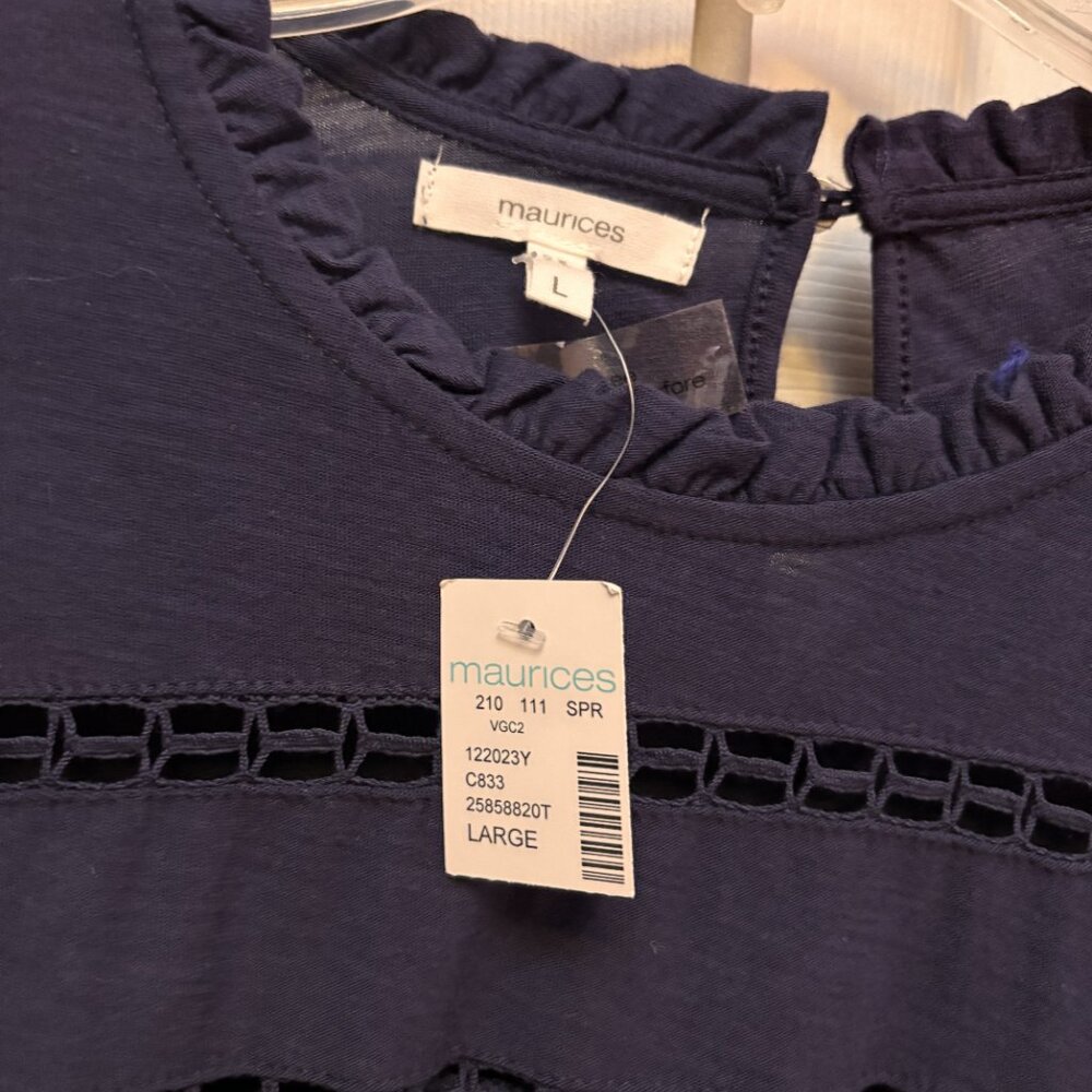 Maurices Navy Blue Ruffle Sleeve Dress Size Large NWT - Picture 4 of 6